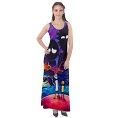 Cartoon Parody In Outer Space Sleeveless Velour Maxi Dress by Mog4mog4