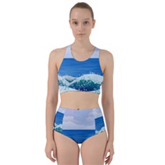 Illustration Landscape Sea Ocean Waves Beach Blue Racer Back Bikini Set by Mog4mog4