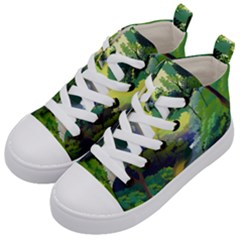 Landscape Illustration Nature Forest River Water Kids  Mid-top Canvas Sneakers by Mog4mog4