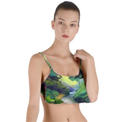 Landscape Illustration Nature Forest River Water Layered Top Bikini Top  by Mog4mog4