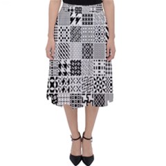 Black And White Geometric Patterns Classic Midi Skirt by Bakwanart