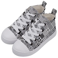 Black And White Geometric Patterns Kids  Mid-top Canvas Sneakers by Bakwanart