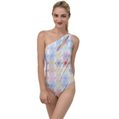 Spirals Twirls Abstract Geometric Art Pattern To One Side Swimsuit by Bakwanart