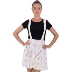 Weather Umbrella Rain Cloud Seamless Doodle Pattern Velvet Suspender Skater Skirt by Bakwanart