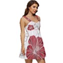 Red Hibiscus Flowers Art Ruffle Strap Babydoll Chiffon Dress View3