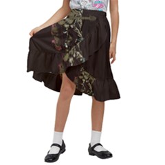 Astronaut Playing Guitar Parody Kids  Ruffle Flared Wrap Midi Skirt by Bakwanart