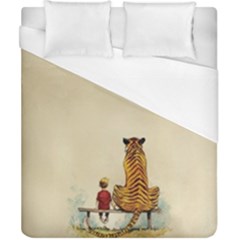 Tiger Sitting Beside Boy Painting Parody Cartoon Duvet Cover (california King Size) by Bakwanart