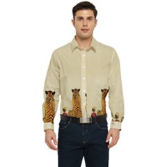 Tiger Sitting Beside Boy Painting Parody Cartoon Men s Long Sleeve  Shirt by Bakwanart