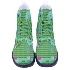 Green Retro Games Pattern High-top Canvas Sneakers by Bakwanart