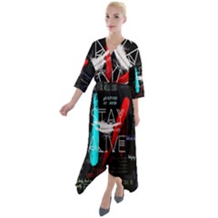 Stay Alive Quarter Sleeve Wrap Front Maxi Dress by Bakwanart