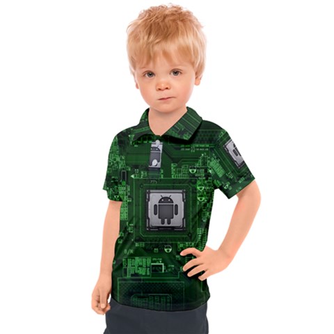 Technology Computer Chip Electronics Industry Circuit Board Kids  Polo Tee by Bakwanart