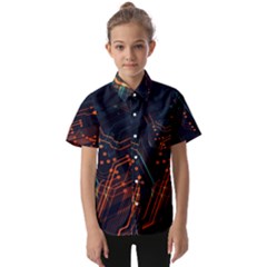 Abstract Colorful Circuit Kids  Short Sleeve Shirt by Bakwanart