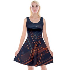 Abstract Colorful Circuit Reversible Velvet Sleeveless Dress by Bakwanart