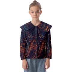 Abstract Colorful Circuit Kids  Peter Pan Collar Blouse by Bakwanart