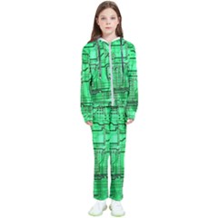 Green Circuit Board Computer Kids  Tracksuit by Bakwanart