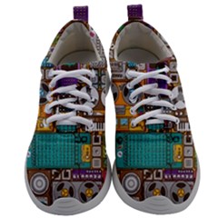 Pattern Design Art Techno Dj Music Retro Music Device Mens Athletic Shoes by Bakwanart