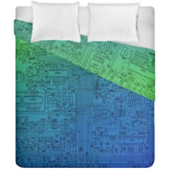 Blue And Green Circuit Board Wallpaper Circuit Board Sketch Duvet Cover Double Side (california King Size) by Bakwanart