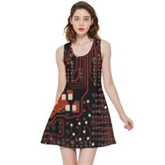 Red Computer Circuit Board Inside Out Reversible Sleeveless Dress by Bakwanart