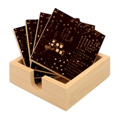 Red Computer Circuit Board Bamboo Coaster Set by Bakwanart