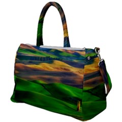 Grassland Nature Palouse Green Field Hill Sky Butte Duffel Travel Bag by Bakwanart