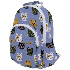 Cat Cat Background Animals Little Cat Pets Kittens Rounded Multi Pocket Backpack by 99art