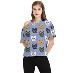 Cat Cat Background Animals Little Cat Pets Kittens One Shoulder Cut Out Tee by 99art