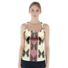 Butterflies Pink Old Ancient Texture Decorative Racer Back Sports Top by 99art