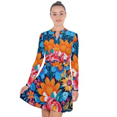 Flowers Bloom Spring Colorful Artwork Decoration Long Sleeve Panel Dress by 99art