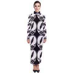 Black And White Deadhead Grateful Dead Steal Your Face Pattern Turtleneck Maxi Dress by 99art