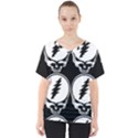 Black And White Deadhead Grateful Dead Steal Your Face Pattern V-Neck Dolman Drape Top View1