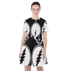 Black And White Deadhead Grateful Dead Steal Your Face Pattern Sailor Dress by 99art