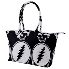 Black And White Deadhead Grateful Dead Steal Your Face Pattern Canvas Shoulder Bag by 99art