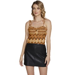 Wooden Weaving Texture Flowy Camisole Tie Up Top by 99art