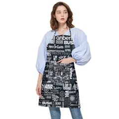 Music Pattern Black White Pocket Apron by 99art