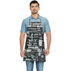 Music Pattern Black White Kitchen Apron by 99art