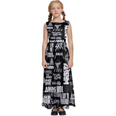 Music Pattern Black White Kids  Satin Sleeveless Maxi Dress by 99art