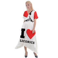 I Love Licorice Cross Front Sharkbite Hem Maxi Dress