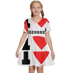 I Love Gingerbread Kids  Short Sleeve Tiered Mini Dress by ilovewhateva