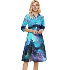 Abstract Graphics Nebula Psychedelic Space Classy Knee Length Dress by 99art