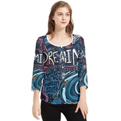 Graffiti Art Psychedelic Art Graphic Design Modern Art Chiffon Quarter Sleeve Blouse by 99art