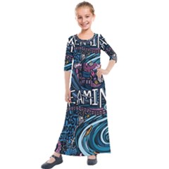 Graffiti Art Psychedelic Art Graphic Design Modern Art Kids  Quarter Sleeve Maxi Dress by 99art