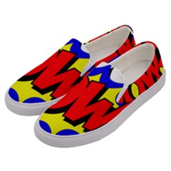 Pow Comic Comic Book Fight Men s Canvas Slip Ons by 99art