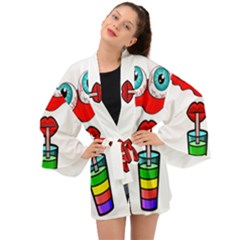 Animation-eyes-cartoon-cute-comic Long Sleeve Kimono by 99art