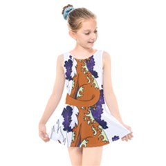 Fuchs-comic-music-wild-animal-cute Kids  Skater Dress Swimsuit by 99art