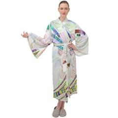 Maasai-man-people-abstract Maxi Velvet Kimono by 99art