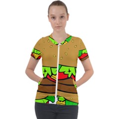 Hamburger-cheeseburger-fast-food Short Sleeve Zip Up Jacket by 99art