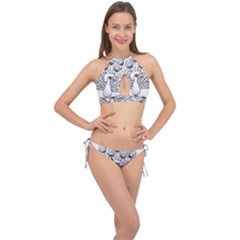 Peacock-plumage-display-bird Cross Front Halter Bikini Set by 99art