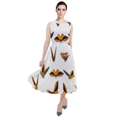 Butterfly Butterflies Insect Swarm Round Neck Boho Dress by 99art