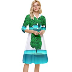 Crystal-ball-sphere-cartoon Color Background Classy Knee Length Dress by 99art