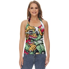 Scooter-motorcycle-graffiti Basic Halter Top by 99art